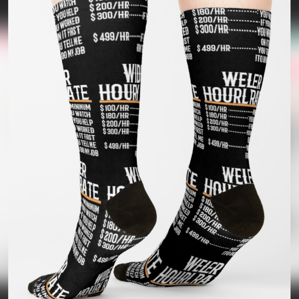 2 for $15- Welder Hours Novelty Socks